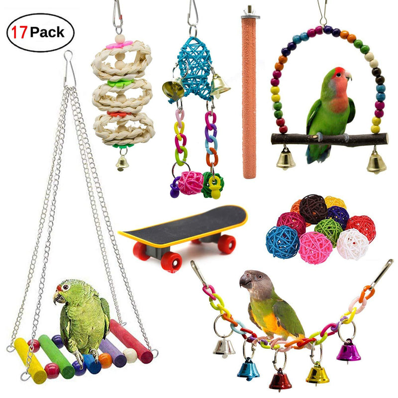[Australia] - WEIYU 17 Packs Bird Parrot Swing Chewing Toys - Hanging Bell Birds Cage Toys Suitable for Small Parakeets, Cockatiel, Conures,Finches,Budgie,Macaws, Parrots, Love Birds 