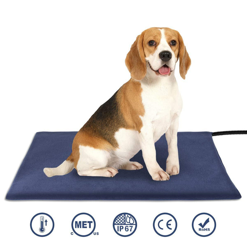 [Australia] - Amzdest Pet Heating Pad - Electric Heating Pad for Dogs and Cats Indoor Warming Mat with Chew Resistant Steel Cord & Washable Cover, Waterproof Cat Dog Heated Pet Bed Pad with 2 Auto Constant Control 27.6‘’ x 15.7‘’ 