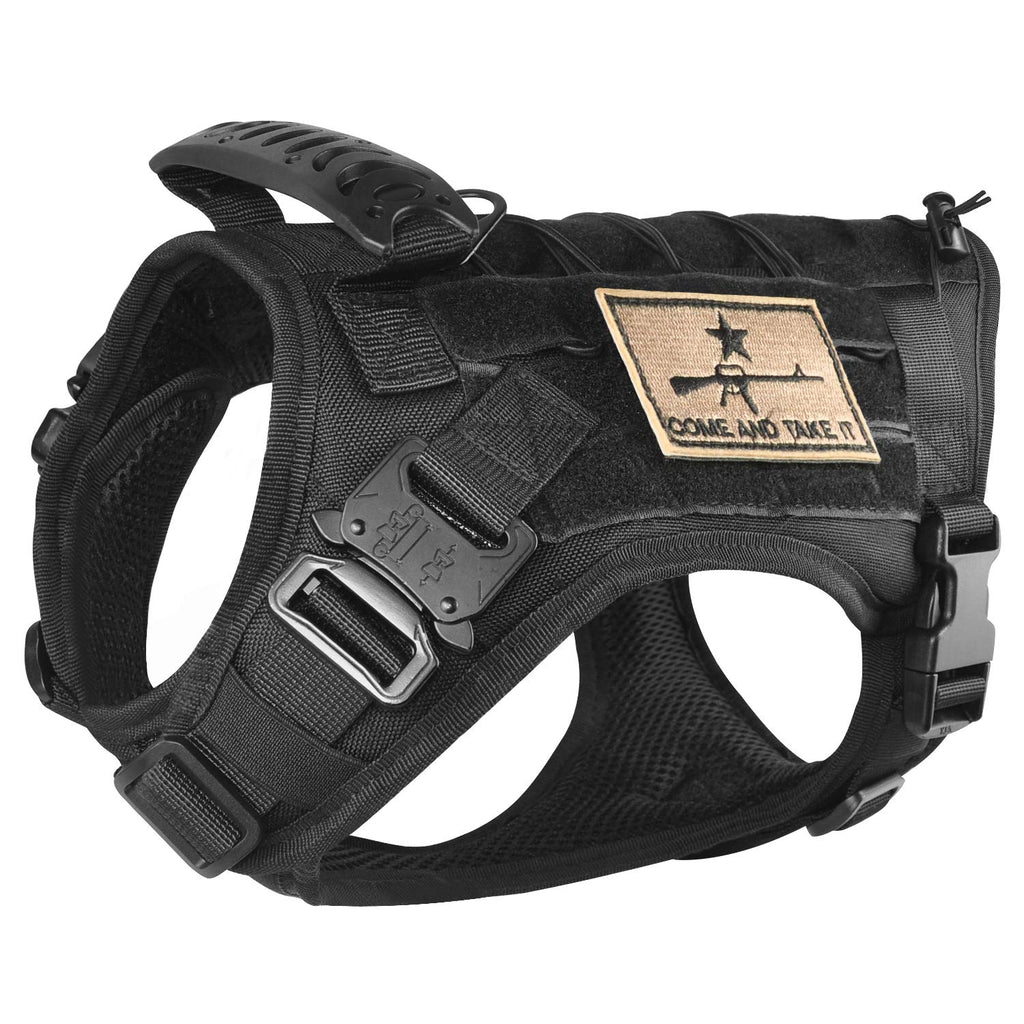 [Australia] - SALFSE Tactical Service Dog Vest Harness K9 Military Molle Dog Vest for Outdoor Training Hunting Wear-Resisting Pet Harness with Rubber Handle & Metal Buckle M=( Neck 16.5"-19")( Chest 24.8"-26.5") Black 