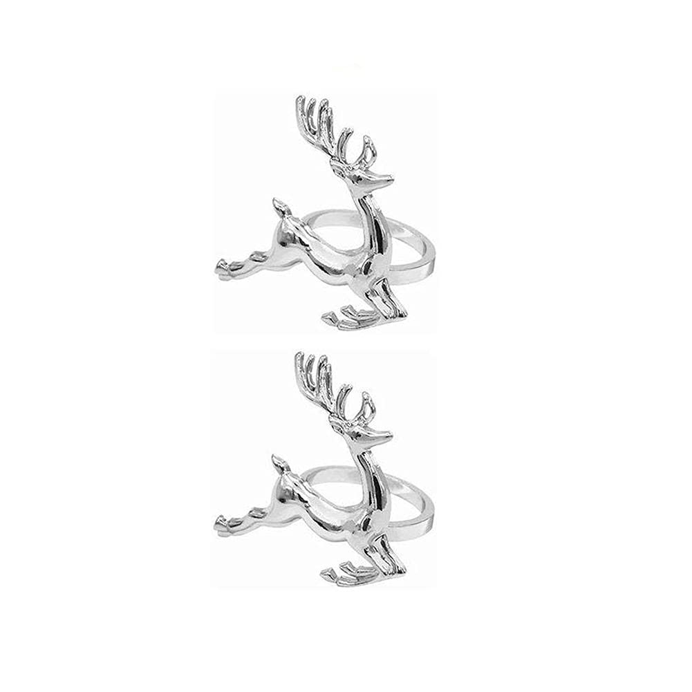 AKOAK 2 Pcs Deer Napkin Rings, Metal Napkin Rings for Thanksgiving, Christmas, Weddings, Parties, Dinners, Holiday Decorations (Silver) Silver - PawsPlanet Australia