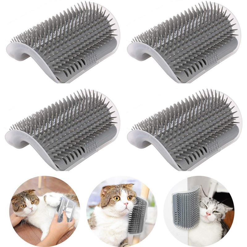 [Australia] - AikoPets Cat Self Groomer, 4 Pack Wall Corner Groomers Soft Grooming Brush Massage Combs for Short Long Fur Cats, Softer Massager Toy for Kitten Puppy 