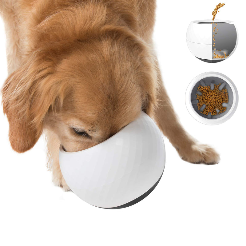 [Australia] - All Fur You Slow Feeder Dog Bowls Wobbler Cat Bowl Fun Feed Slower Eating Puzzle Maze Moving Food Bowls Extra Challenge Promotes Healthy Eating Foraging for Dogs to Slow Down Eating Large and Small Grey 