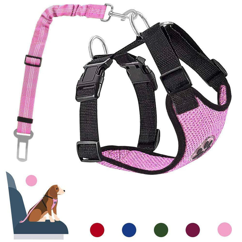 [Australia] - AUTOWT Dog Safety Vest Harness, Pet Car Harness Dog Safety Seatbelt Breathable Mesh Fabric Vest with Adjustable Strap for Travel and Daily Use in Vehicle for Dogs Puppy Cats XS Pink 