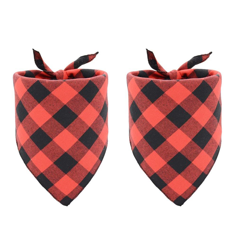 [Australia] - Plaid Dog Bandanas 2 Pack Pet Triangle Bibs Scarf Accessories 