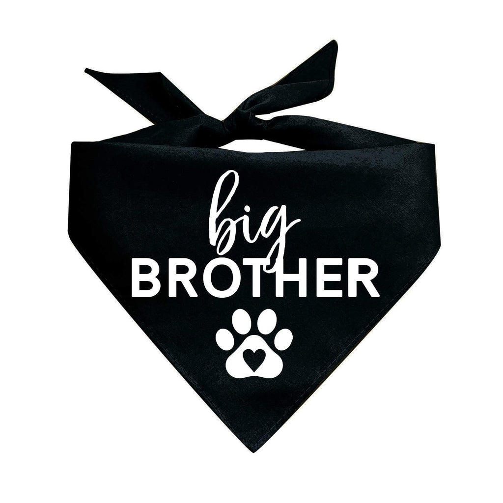 Big Brother Heart Paw Matching Family Triangle Dog Bandana for Dogs (Assorted Colors) Black XS - PawsPlanet Australia
