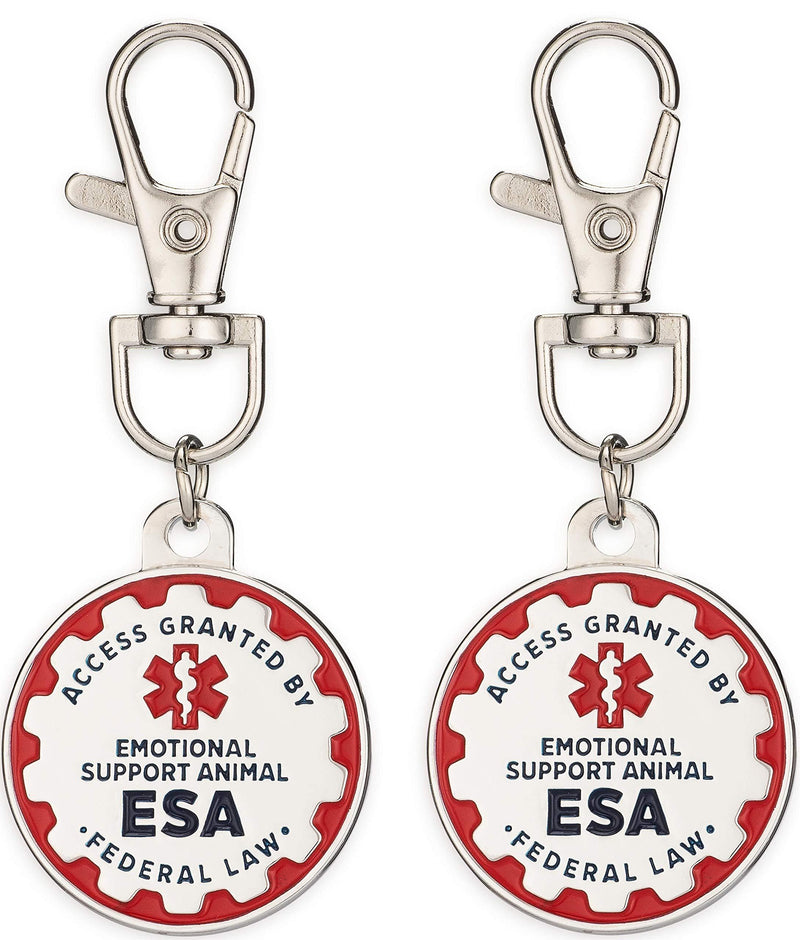 [Australia] - Industrial Puppy Emotional Support Dog Tag, 2 Pack: Metal Pet ID Tags for Service Animals, Emotional Support Dogs 1.25 inch (Medium and Large Dogs) 