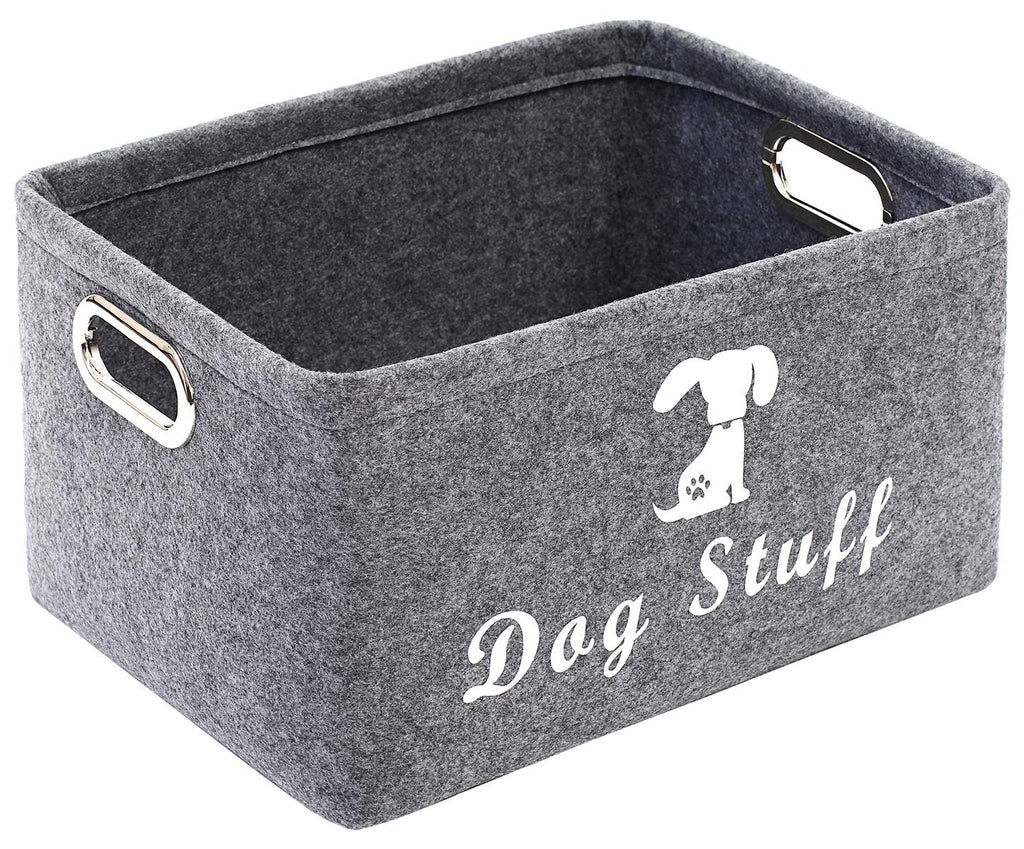 [Australia] - Geyecete Dog Apparel & Accessories/Dog Toys/Pet Supplies Storage Basket/Bin with Handles, Collapsible & Convenient Storage Solution for Office, Bedroom, Closet, Toys, Laundry "Dog Stuff" Grey 