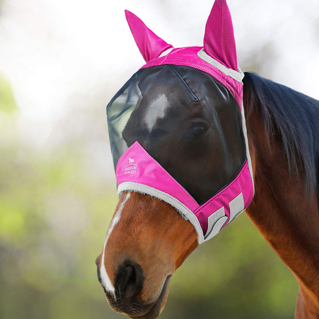 Harrison Howard CareMaster Pro Luminous Horse Fly Mask Standard with Ears UV Protection for Horse-Flamingo Cob (Medium) Flamingo - PawsPlanet Australia