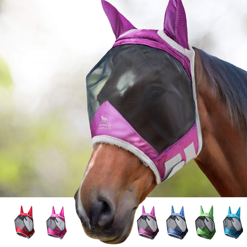 [Australia] - Harrison Howard CareMaster Pro Luminous Horse Fly Mask Standard with Ears UV Protection for Horse Full (Large) Amethyst 