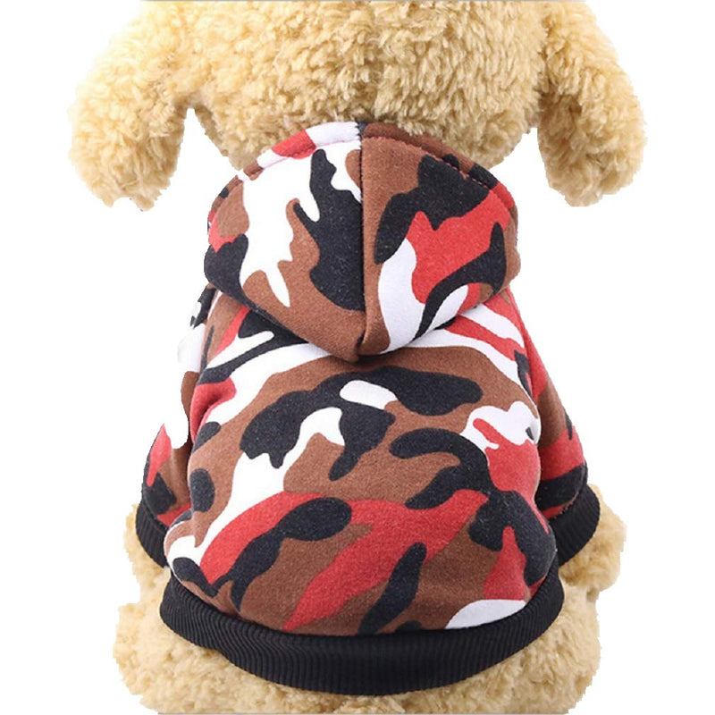 [Australia] - GINBL Puppy Dog Hoodie for Small Dogs Winter Warm Coat S Red 