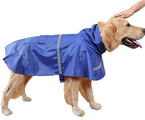 [Australia] - Haolgo Dog Jackets,Dog Raincoat, Lightweight Rain Jacket Poncho Hoodies with Strip Reflective,Waterproof Coats for Dogs,L,Blue 