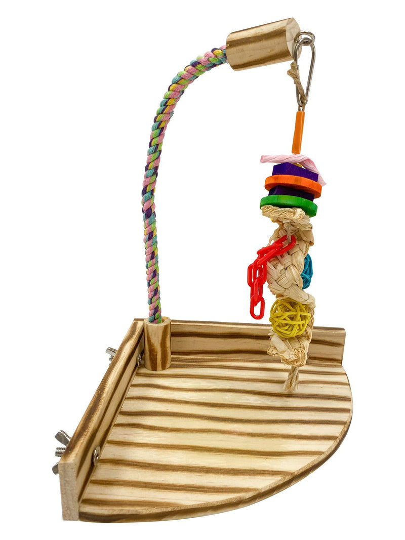 Birds LOVE TigerTail Play Gym Tabletop w Cup, Toy Hanger and Free Parrot Toy Included! - Choose Style and Size Small - Corner Cage Playgym - PawsPlanet Australia