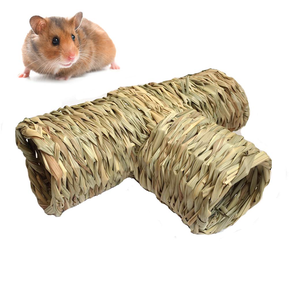 [Australia] - Nature's Hideaway Grass Tunnel Toy,Straw House with Open Entrance, Lightweight, Durable Home for Pocket Pets,Suitable for Rats, Mice, Hamster, Ferrets and Gerbils 