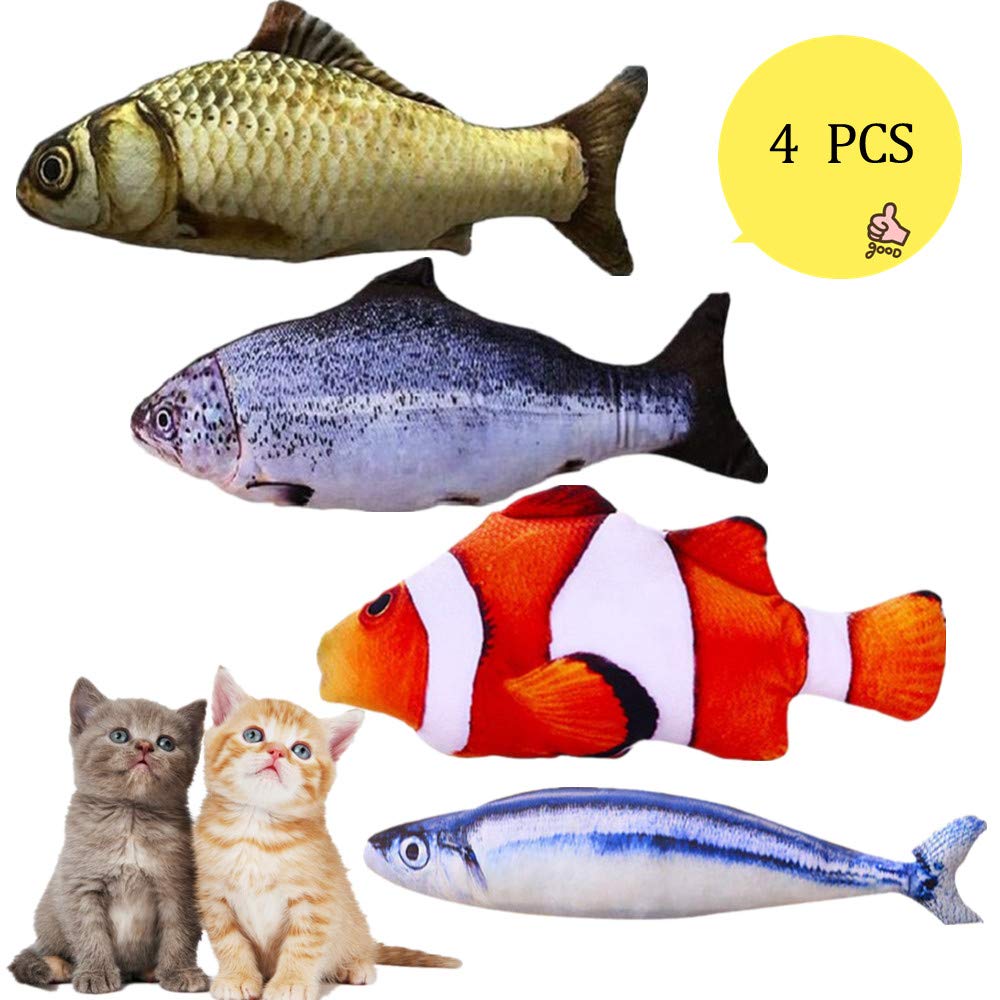 [Australia] - SAVING NOW Catnip Fish Toy Cat Toy Cat Supplies Catnip Kicker Toys Interactive Toys 7.8in 4 PCS (Salmon, Grass Carp, Saury,Clownfish) 