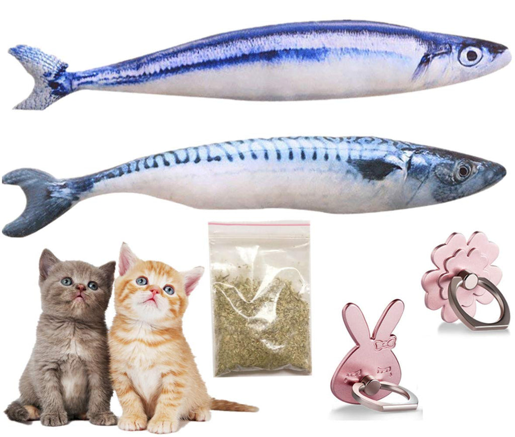 [Australia] - SAVING NOW Mackerel & Saury Refillable Catnip Toy Have Zipper Cat Fish Toy Cat Supplies Cat Pillow Catnip Kicker Toys 12in - 5 PCS (Mackerel,Saury,Catnip,Finger Ring Holder Stand) 