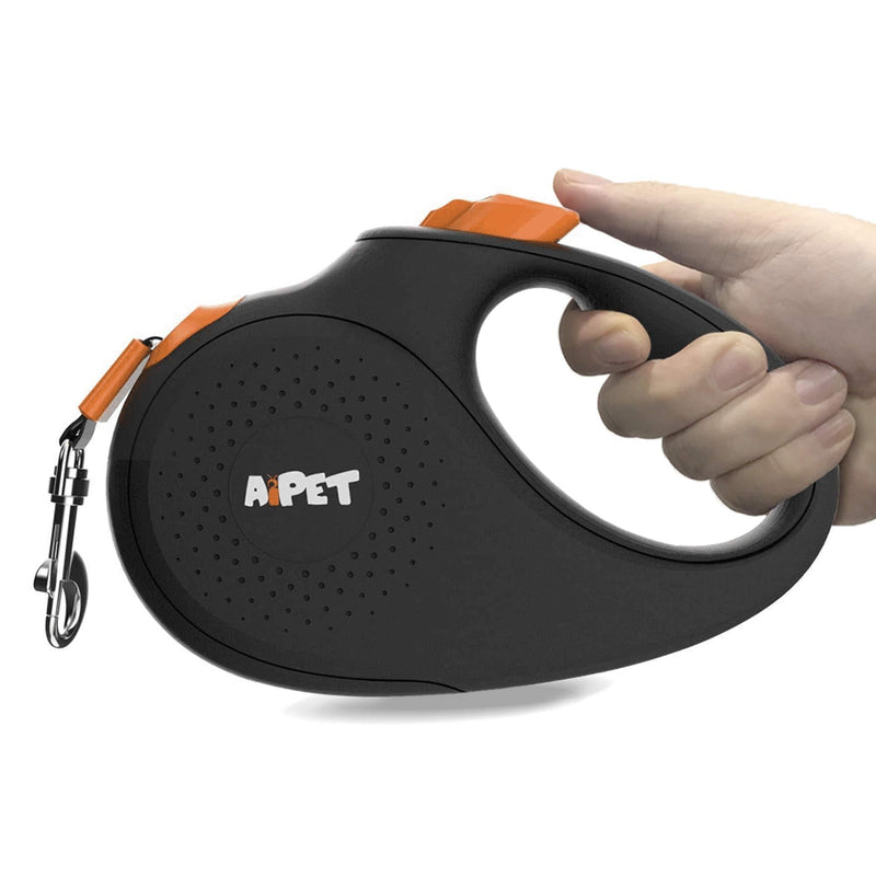 [Australia] - AIPET Retractable Dog Leash, 360° Tangle-Free Pet Leash, Anti-Slip Handle One-Handed Brake/Pause/Lock 16ft Nylon Leash for Small/Medium/Large Dogs Retractable Heavy Pet Leash Large Black 