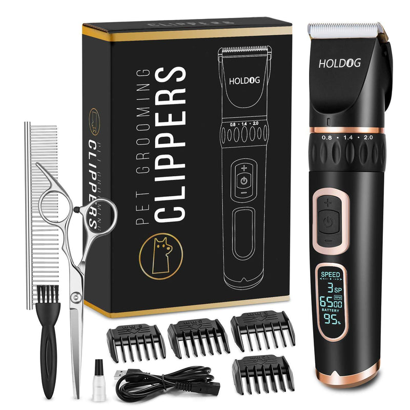 [Australia] - Dog Clippers Professional Heavy Duty Dog Grooming Clipper 3-Speed Low Noise High Power Rechargeable Cordless Pet Grooming Tools for Small & Large Dogs Cats Pets with Thick & Heavy Coats 