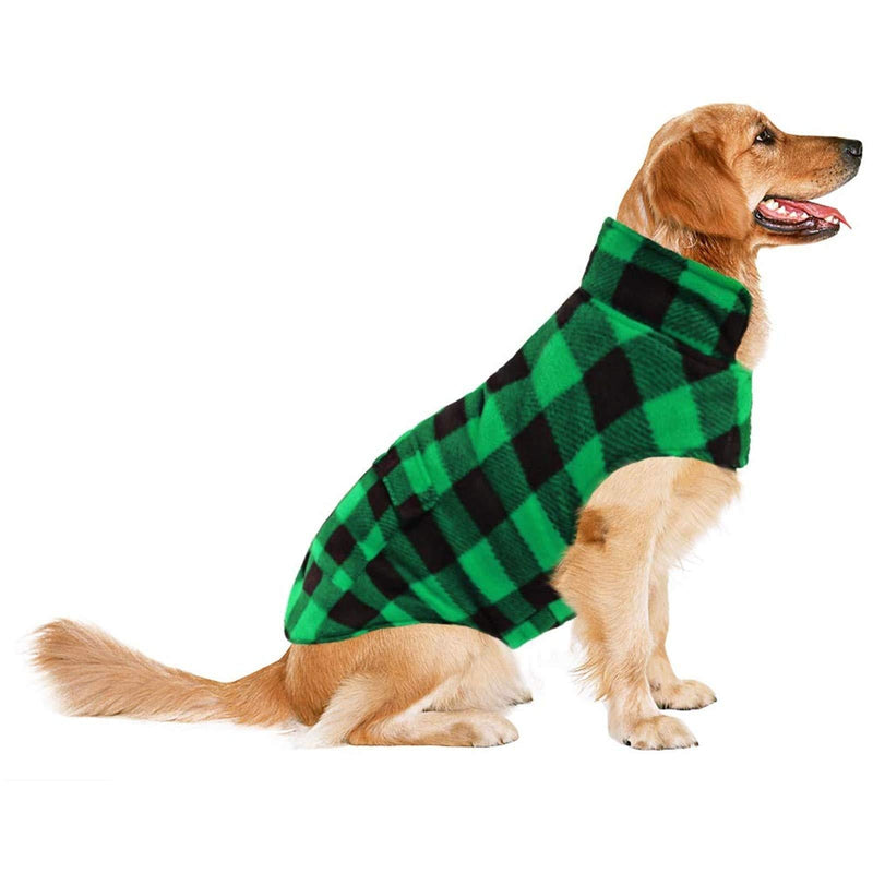 Dog Winter Coat, ASENKU Dog Jacket Plaid Reversible Dog Vest Waterproof Cold Weather Dog Clothes Pet Apparel for Small Medium Large Dogs (XS, Green) X-Small - PawsPlanet Australia