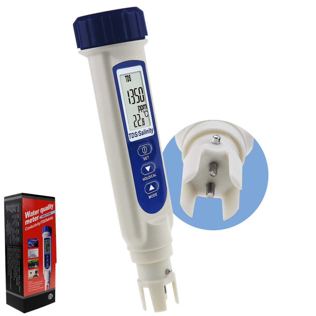 2 in 1 Kit Salinity/TDS & Temperature Meter Monitor 0~14.0pH Measure Range Automatic Calibration Function for Hydroponics, Aquariums, Drinking Water - PawsPlanet Australia