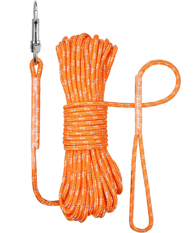 [Australia] - TagME Puppy Dog Obedience Recall Training Agility Lead,Reflective Long Rope Check Cord for Small Dogs, Orange Floating Leash,1/4 inches by 15/30/50 Feet 50ft Orang 