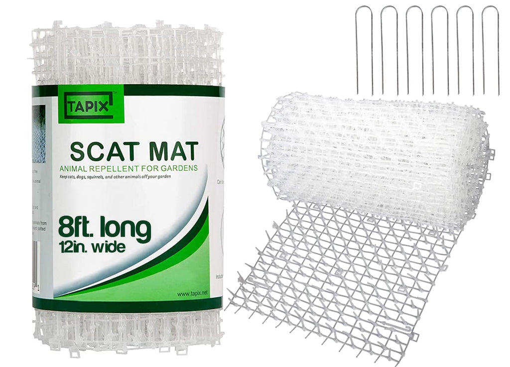 Tapix Cat Scat Mat Clear 8 feet x 12 inch with 6 Staples, Anti-cat Network with Spikes Digging Stopper - Cat Deterrent Mat for Indoor and Outdoor - PawsPlanet Australia