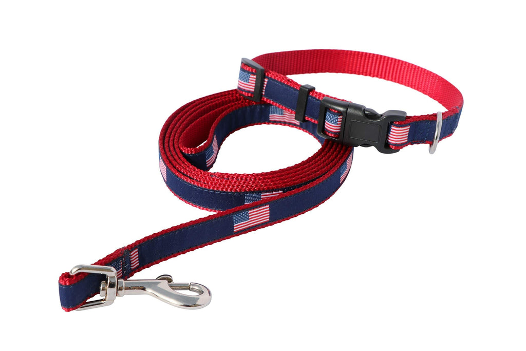 [Australia] - Cool Dawgs USA Themed Leash and Collar Combo Small (Neck: 7.5" - 14") 