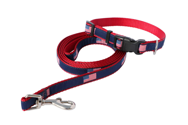 [Australia] - Cool Dawgs USA Themed Leash and Collar Combo Small (Neck: 7.5" - 14") 