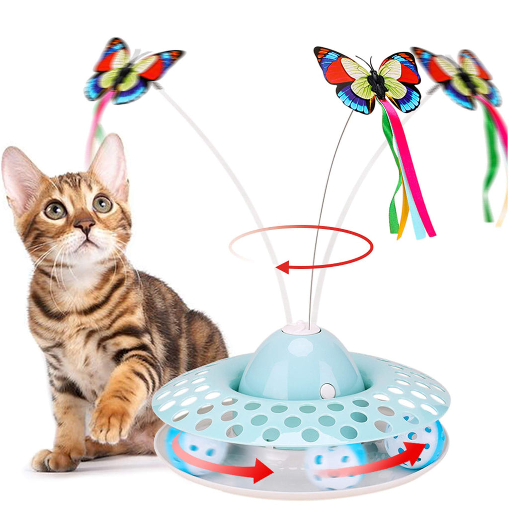 Cat Toys - Funny Automatic Electric Rotating Butterfly & Ball Exercise Kitten Toy,Interactive Cat Teaser Toys for Indoor Cats (air Blue) air blue - PawsPlanet Australia