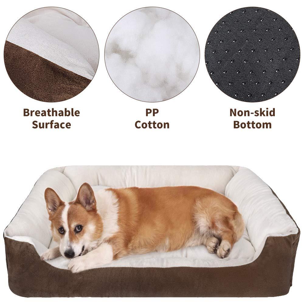 [Australia] - SlowTon Warming Dog Bed, 31.5 Inch Machine Washable & Dryer Pet Sleeper Couch Sofa，Ultra-Soft Breathable Cotton Cozy Calming Cushion with Non-Slip Bottom for Medium Small Dog M - 31” x 22” Coffee 