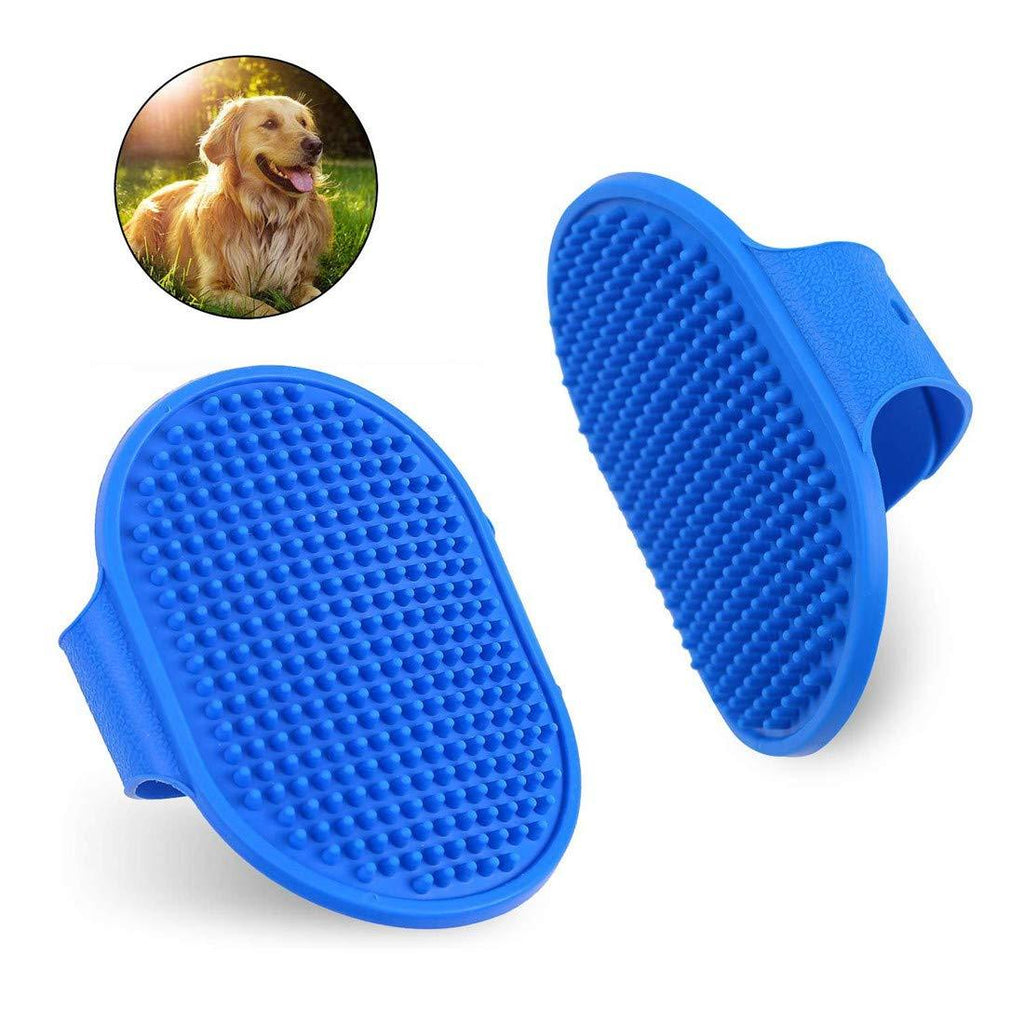 [Australia] - WeTest Pack of 2 Pet Grooming Brush Cat Dog Bath Brush Blue 
