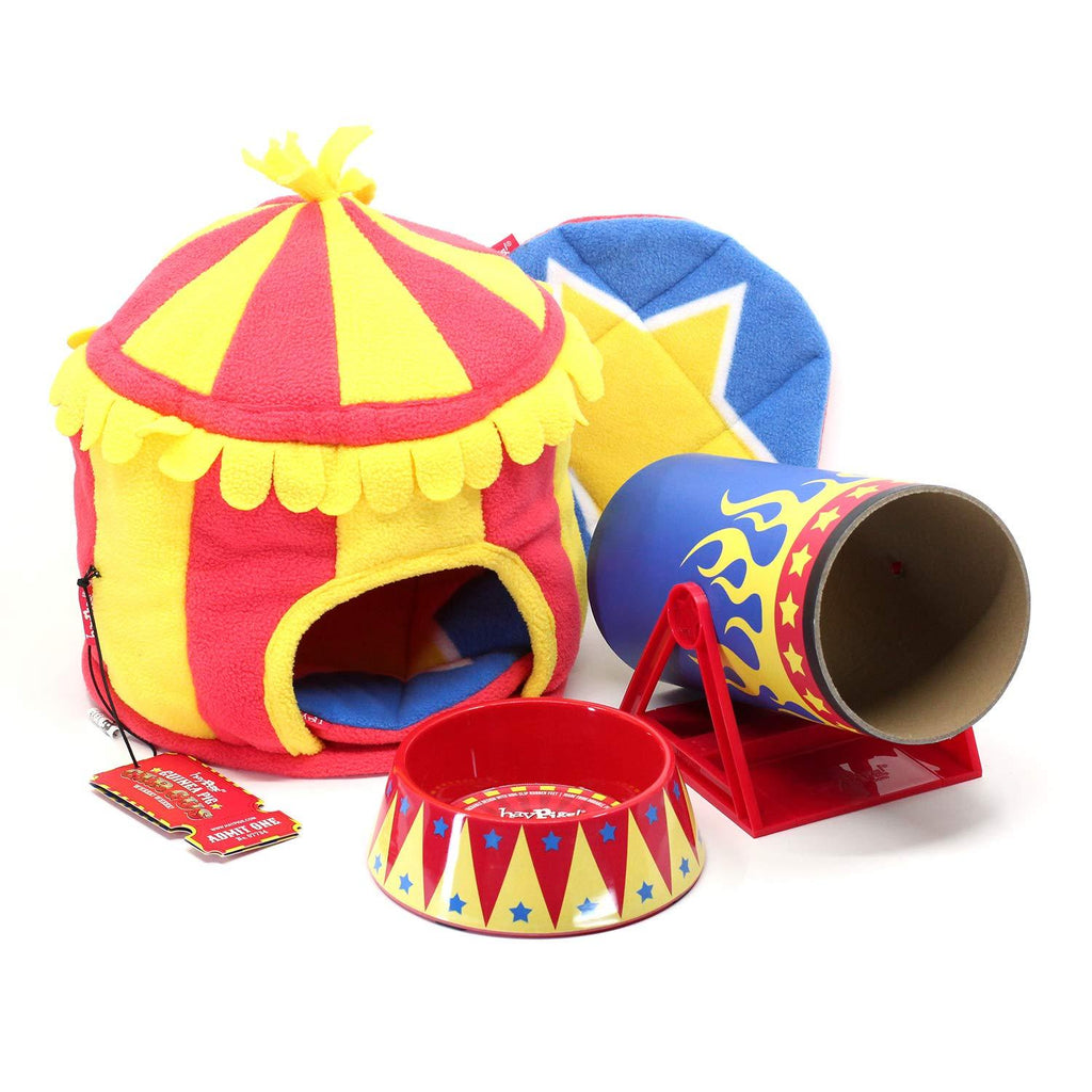 HAYPIGS Starter Set - Circus Themed Guinea Pig Toys and Accessories - Guinea Pig Toys - Guinea Pig House - Guinea Pig Bowl - Guinea Pig Tunnel - Guinea Pig Hideaway - Guinea Pig Food Bowl 2. Haypigs Starter Set - PawsPlanet Australia