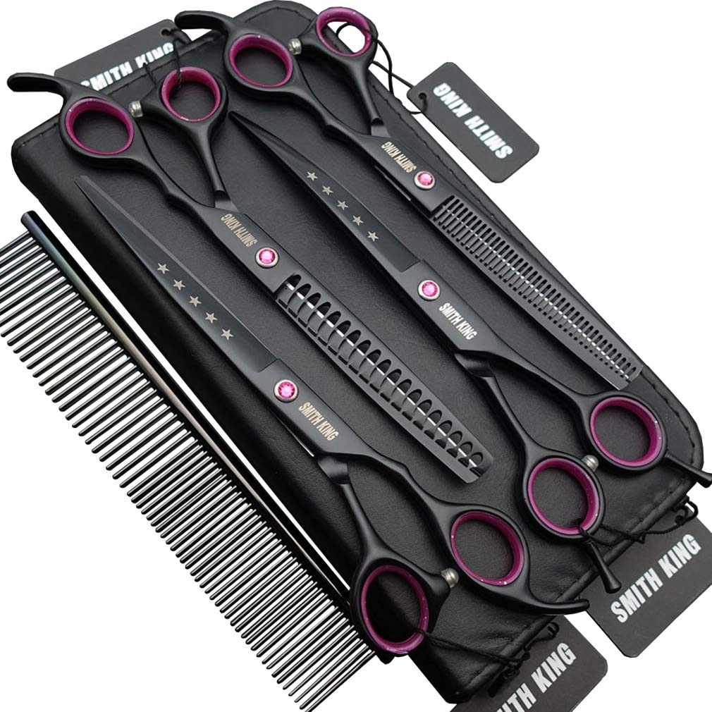 7.0 inches Professional Dog Grooming Scissors Set Straight & thinning & Curved & chunkers 4pcs in 1 Set (with Comb) Right-handed - PawsPlanet Australia