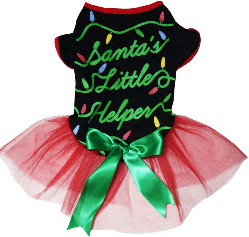 Petitebella Christmas Print Puppy Dog Dress Medium Santa's Little Helper - PawsPlanet Australia