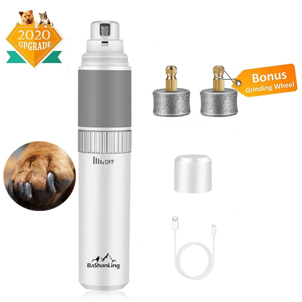 [Australia] - BaShanLing Dog Nail Grinder Upgraded-Stepless Speed Rechargeable Pet Nail Grinder Trimmer Pet Nail Clippers Painless Paws Grooming for Dogs & Cats(White) 