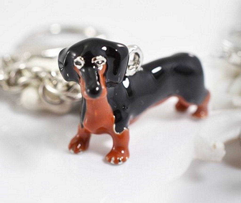 [Australia] - Peterpanshop Creative Cute Dog Dachshund Ring Key Chain Lovers Animal Keyring Women Bag Gifts 