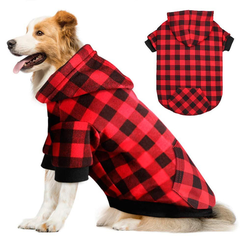 Mtliepte Red Plaid Dog Hoodie Sweater for Dogs Pet Clothes with Hat and Pocket XX-Large - PawsPlanet Australia
