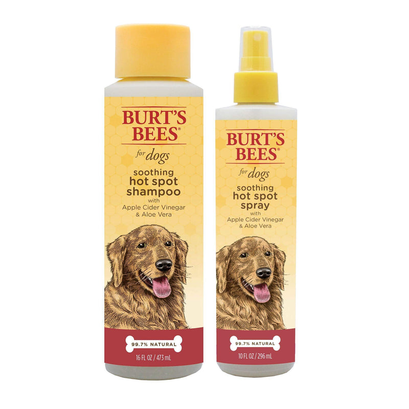 Combo Pack: Burt's Bees for Dogs Soothing Hot Spot Shampoo and Spray with Apple Cider Vinegar | Cruelty Free, Sulfate & Paraben Free, pH Balanced for Dogs - Made in The USA - PawsPlanet Australia