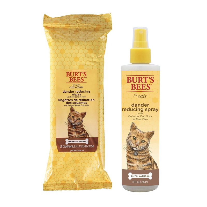 Combo Pack: Burt's Bees for Cats Grooming Wipes and Dander Reducing Spray with Colloidal Oat Flour & Aloe Vera | Cruelty Free, Sulfate & Paraben Free, pH Balanced for Cats - Made in The USA - PawsPlanet Australia