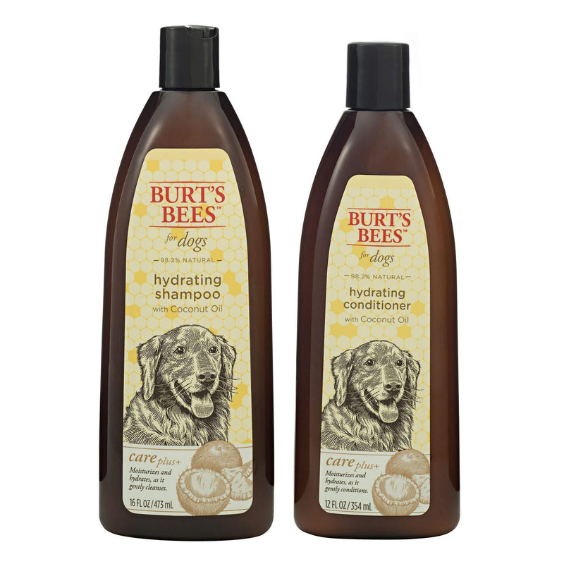 Combo Pack: Burt's Bees for Dogs Care Plus+ Hydrating Shampoo and Conditioner with Coconut Oil for Dogs | Cruelty Free, Sulfate & Paraben Free, pH Balanced for Dogs - Made in The USA - PawsPlanet Australia