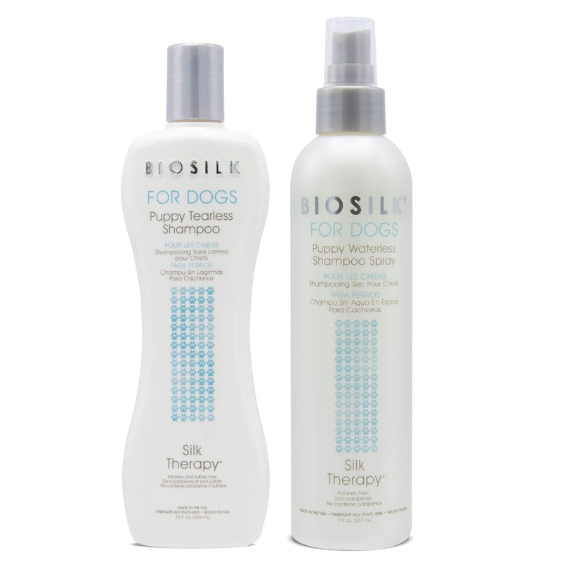 [Australia] - Combo Pack: BioSilk for Dogs Puppy Tearless Shampoo and Waterless Shampoo Spray | Best Shampoo and Spray for Puppies 