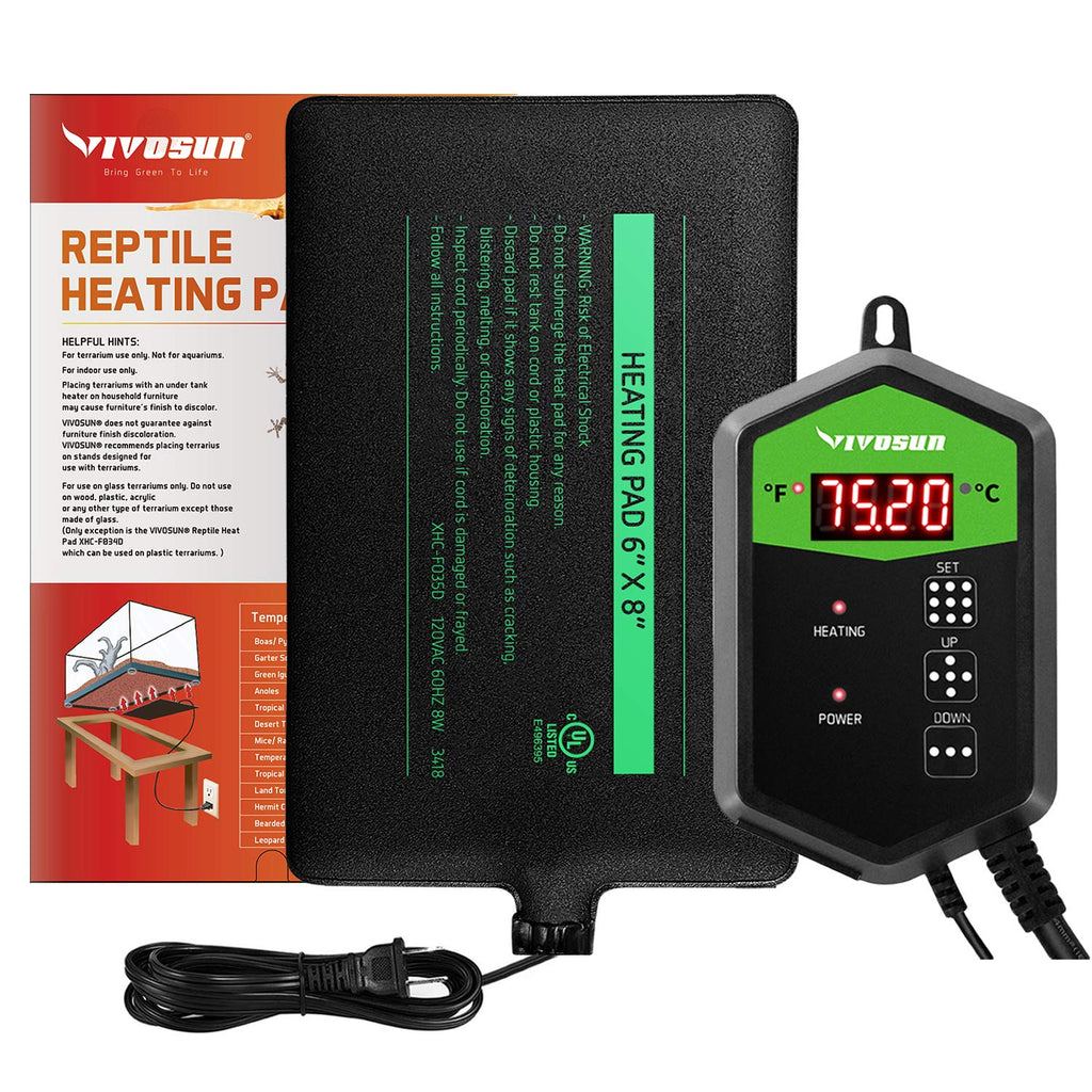 VIVOSUN Upgrade Reptile Heat Mat and Digital Thermostat Combo 6X8-Upgraded - PawsPlanet Australia