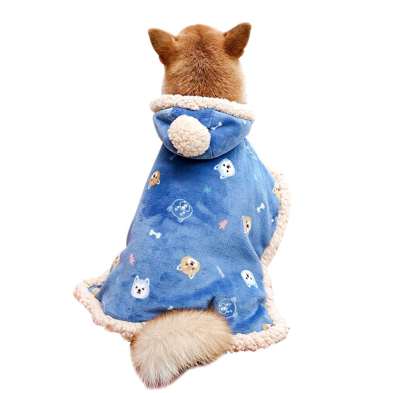 [Australia] - Fulvara Dog Coat,Fleece Dog Warm pet Clothes,Soft & Warm Multi-Function & Washable Pet Blanket Cover Medium Blue 