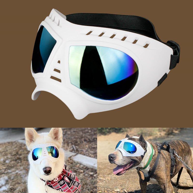 NAMSAN Dog Goggles Large Small-Medium Dog UV Sunglasses Windproof Snowproof Soft Frame Glasses for Long Snout Dogs Eyes Protection (Large)Blue Lens - PawsPlanet Australia