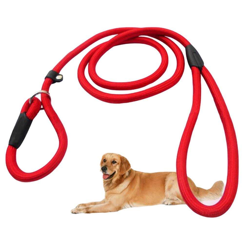 [Australia] - VASANA 1pcs Large Durable Dog Nylon Slip Rope Leash, Strong Slip Lead, Adjustable Pet Slipknot Neck Circumference for Training, Play, Camping, or Backyard(Red) 