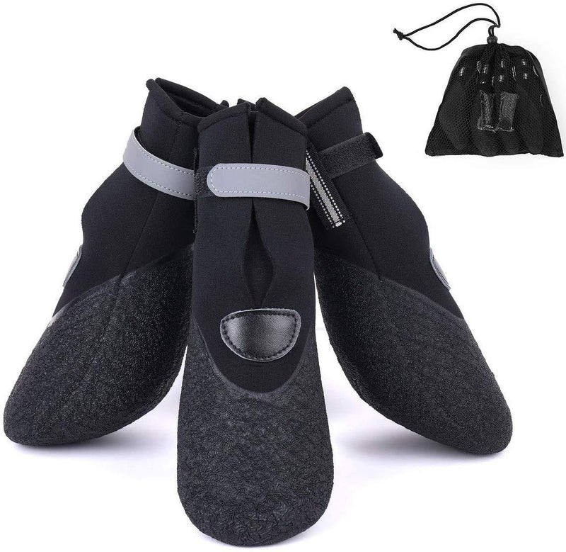 BESUNTEK Dog Boots,Waterproof Rugged Pet Dog Booties All Weather Puppy Shoes Large Dog Boots Nonslip Black Rubber Sole Reflective Velcro Strap Breathable Paw Protectors,4PCS 4 - PawsPlanet Australia