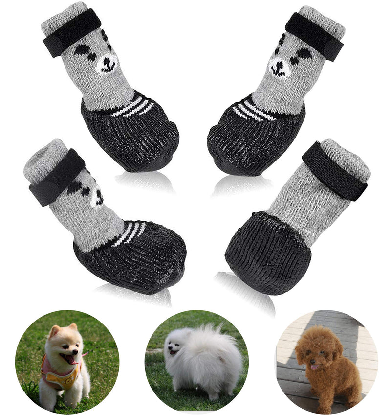 [Australia] - BESUNTEK Dog Boots,Dog Cat Boots Shoes Socks with Adjustable Waterproof Breathable and Anti-Slip Sole All Weather Protect Paws(Only for Tiny Dog),4PCS S Grey 