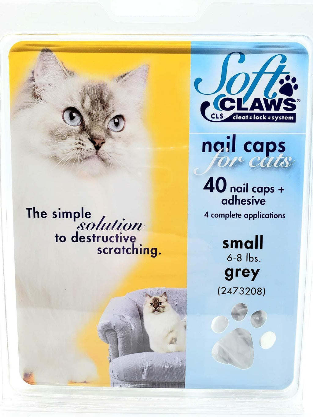 [Australia] - Soft Claws Feline Cat Nail Caps Take Home Kit, Small, Gray 