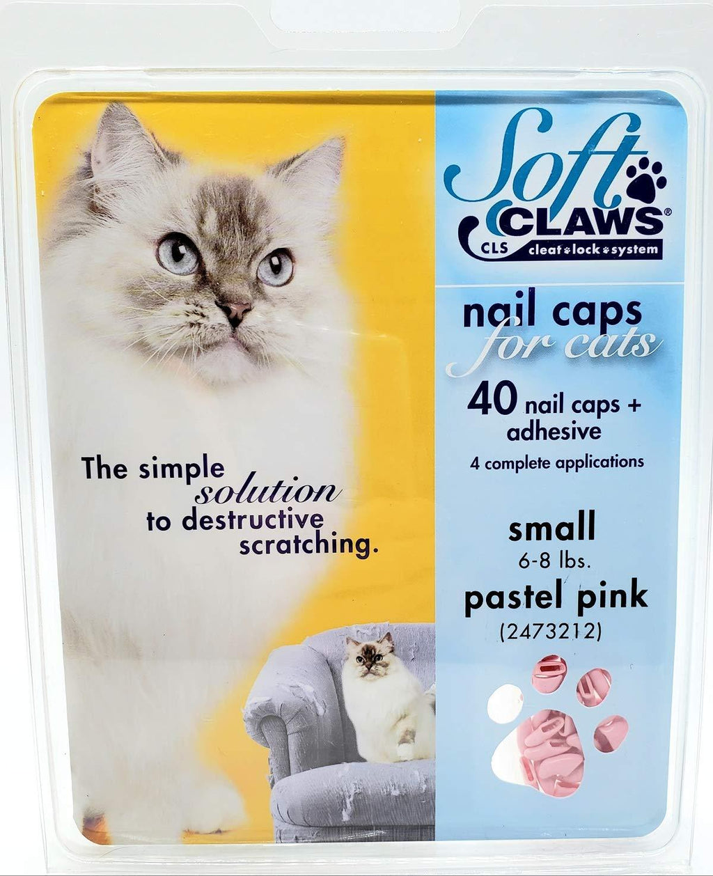 [Australia] - Soft Claws Feline Cat Nail Caps Take Home Kit, Small, Pastel Pink 