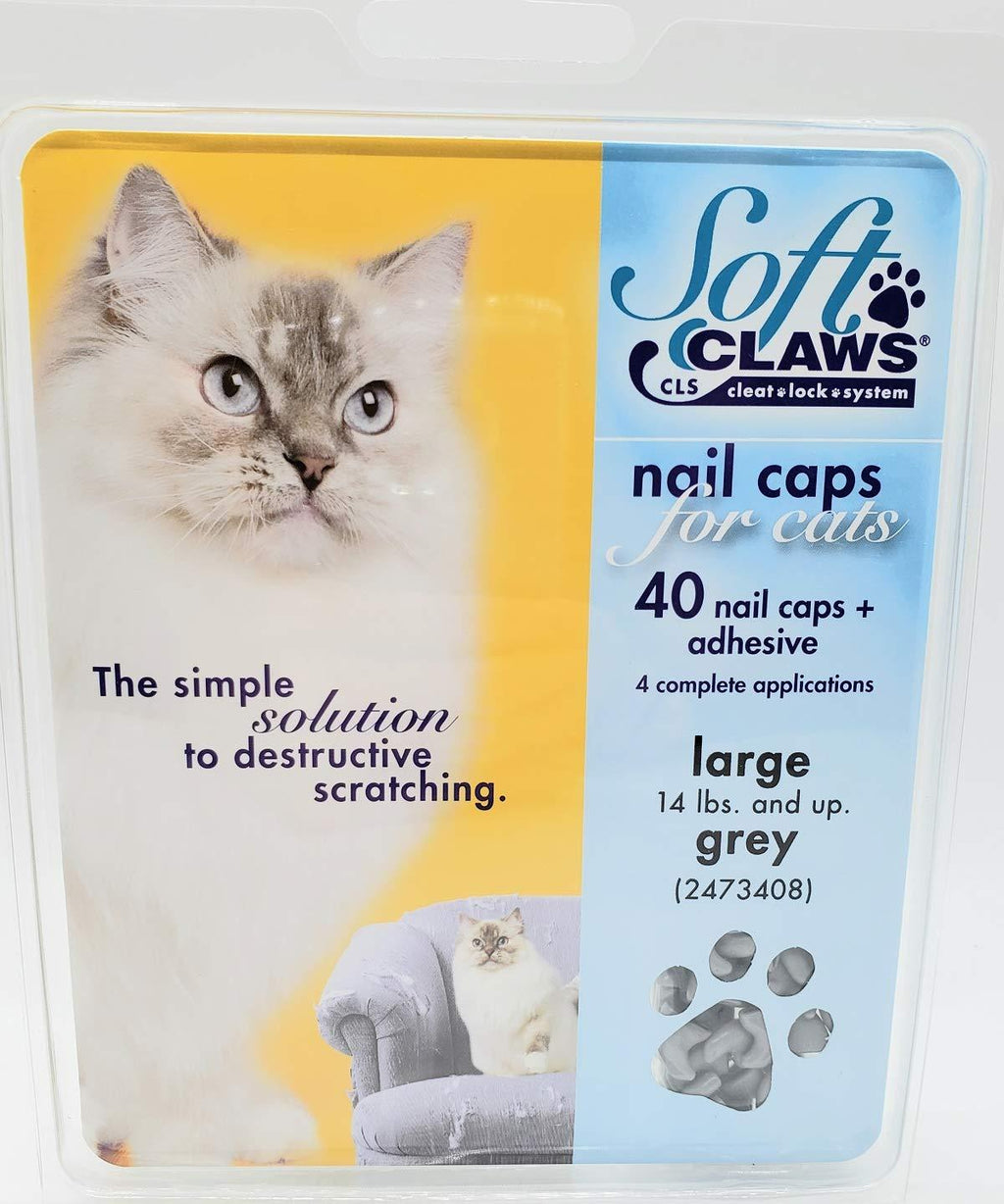 [Australia] - Soft Claws Feline Cat Nail Caps Take Home Kit, Large, Gray 