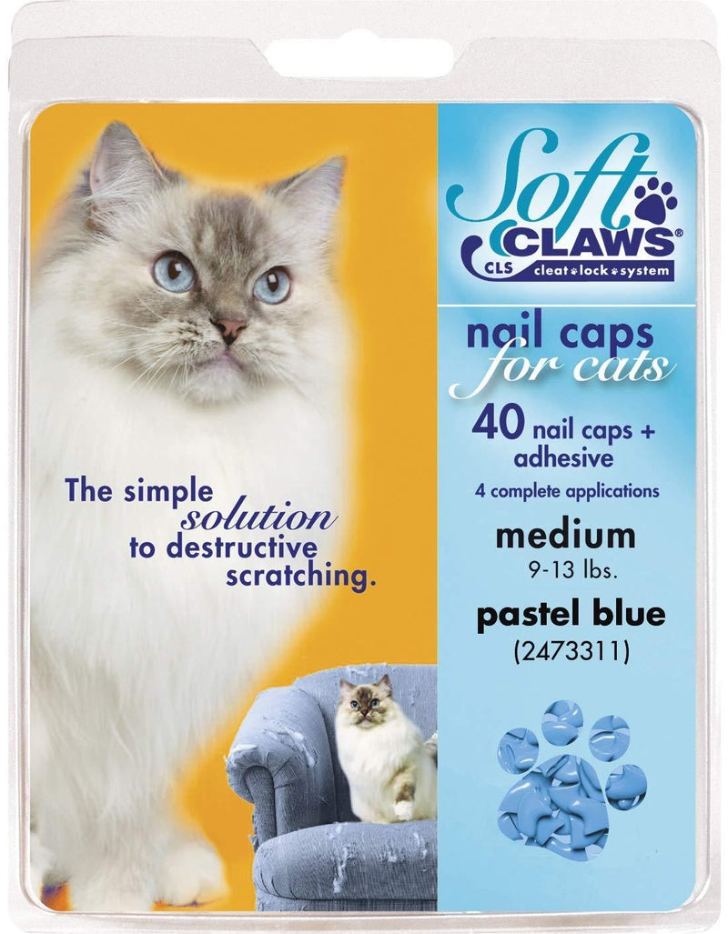 [Australia] - Soft Claws Feline Cat Nail Caps Take Home Kit, Medium, Pastel Blue 